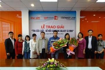 LuatVietnam trao giải Chương trình “Tra cứu luật - Sở hữu SAMSUNG Galaxy S3 Mini”