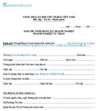 Mẫu Giấy đề nghị đăng ký doanh nghiệp tư nhân