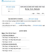 Quyết định của ĐHĐCĐ về việc thay đổi tên công ty cổ phần