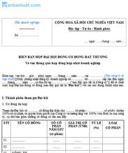 Biên bản họp thông qua hợp đồng hợp nhất Công ty cổ phần