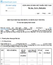 Biên bản họp của HĐQT về việc tạm ngừng kinh doanh