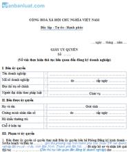 Giấy ủy quyền thông báo hoạt động trở lại trước thời hạn CTCP