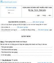 Quyết định của HĐQT về việc tạm ngừng kinh doanh