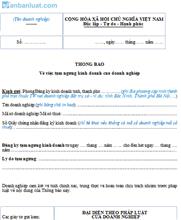 Thông báo tạm ngừng kinh doanh của doanh nghiệp