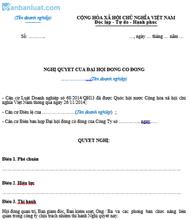 Mẫu Nghị quyết Đại hội đồng cổ đông