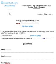 Mẫu quyết định của hội đồng quản trị công ty cổ phần