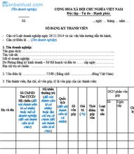 Mẫu sổ đăng ký thành viên công ty TNHH 2 thành viên trở lên