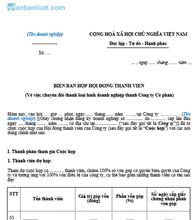 Biên bản họp chuyển đổi công ty TNHH 2 thành viên thành công ty 1 thành viên