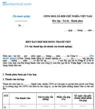 Biên bản họp HĐTV về việc thành lập chi nhánh doanh nghiệp