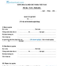 Giấy ủy quyền mở tài khoản ngân hàng cho công ty cổ phần