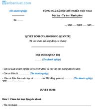 Quyết định của HĐQT về giải thể chi nhánh công ty