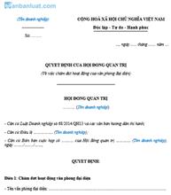 Quyết định giải thể VPĐD công ty cổ phần