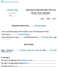 Quyết định của HĐTV về việc chuyển đổi thành công ty TNHH 1 thành viên