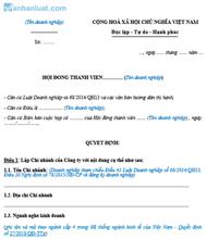 Quyết định của HĐTV về việc thành lập chi nhánh