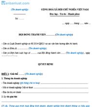 Quyết định giải thể công ty TNHH 2 thành viên trở lên