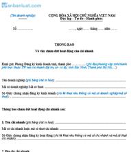 Thông báo chấm dứt hoạt động chi nhánh công ty cổ phần