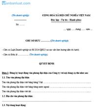 Quyết định thành lập văn phòng đại diện công ty TNHH 1 thành viên