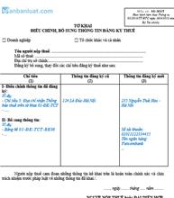 Tờ khai điều chỉnh thông tin đăng ký thuế công ty cổ phần