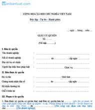 Giấy ủy quyền thực hiện thủ tục chốt thuế đối với CTCP