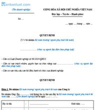 Quyết định bổ nhiệm Kế toán trưởng của doanh nghiệp