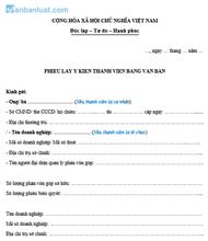 Phiếu lấy ý kiến cuộc họp công ty TNHH 2 thành viên trở lên