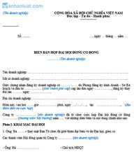 Mẫu biên bản họp ĐHĐCĐ công ty cổ phần