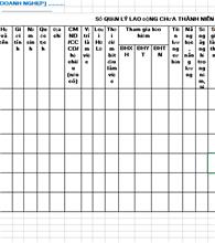 Sổ quản lý lao động chưa thành niên của doanh nghiệp