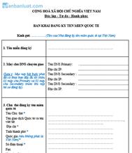 Bản khai đăng ký tên miền quốc tế