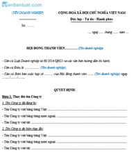 Quyết định của HĐTV về việc thay đổi tên công ty