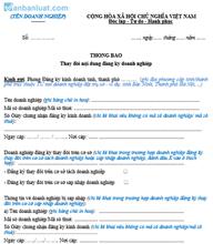 Thông báo thay đổi tên công ty cổ phần