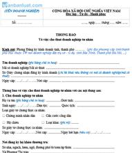 Thông báo cho thuê doanh nghiệp tư nhân