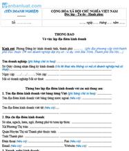 Thông báo lập địa điểm kinh doanh của công ty cổ phần