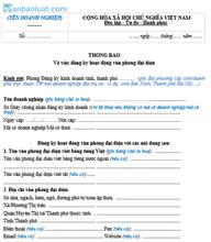 Thông báo thành lập VPĐD trong công ty cổ phần