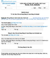 Thông báo thay đổi nội dung đăng ký hoạt động chi nhánh