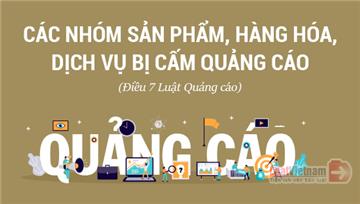 Infographic: Các nhóm sản phẩm, hàng hóa, dịch vụ cấm quảng cáo