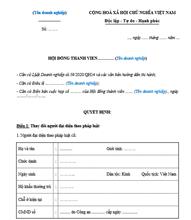 Quyết định của HĐTV về việc thay đổi người đại diện công ty