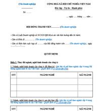 Quyết định của HĐTV về việc thay đổi ngành nghề kinh doanh