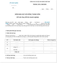 Biên bản họp HĐTV về việc thay đổi địa chỉ trụ sở công ty