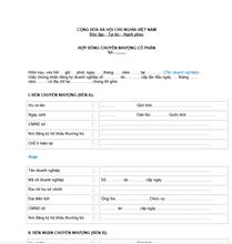 Hợp đồng chuyển nhượng cổ phần Công ty cổ phần