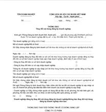 Thông báo thay đổi thông tin cổ đông sáng lập