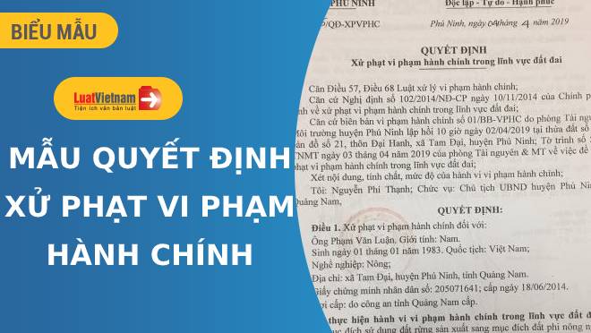 Mẫu Quyết định xử phạt vi phạm hành chính chuẩn Nghị định 81