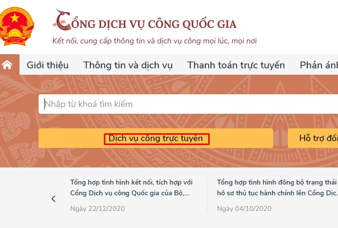 thu tuc hanh chinh online