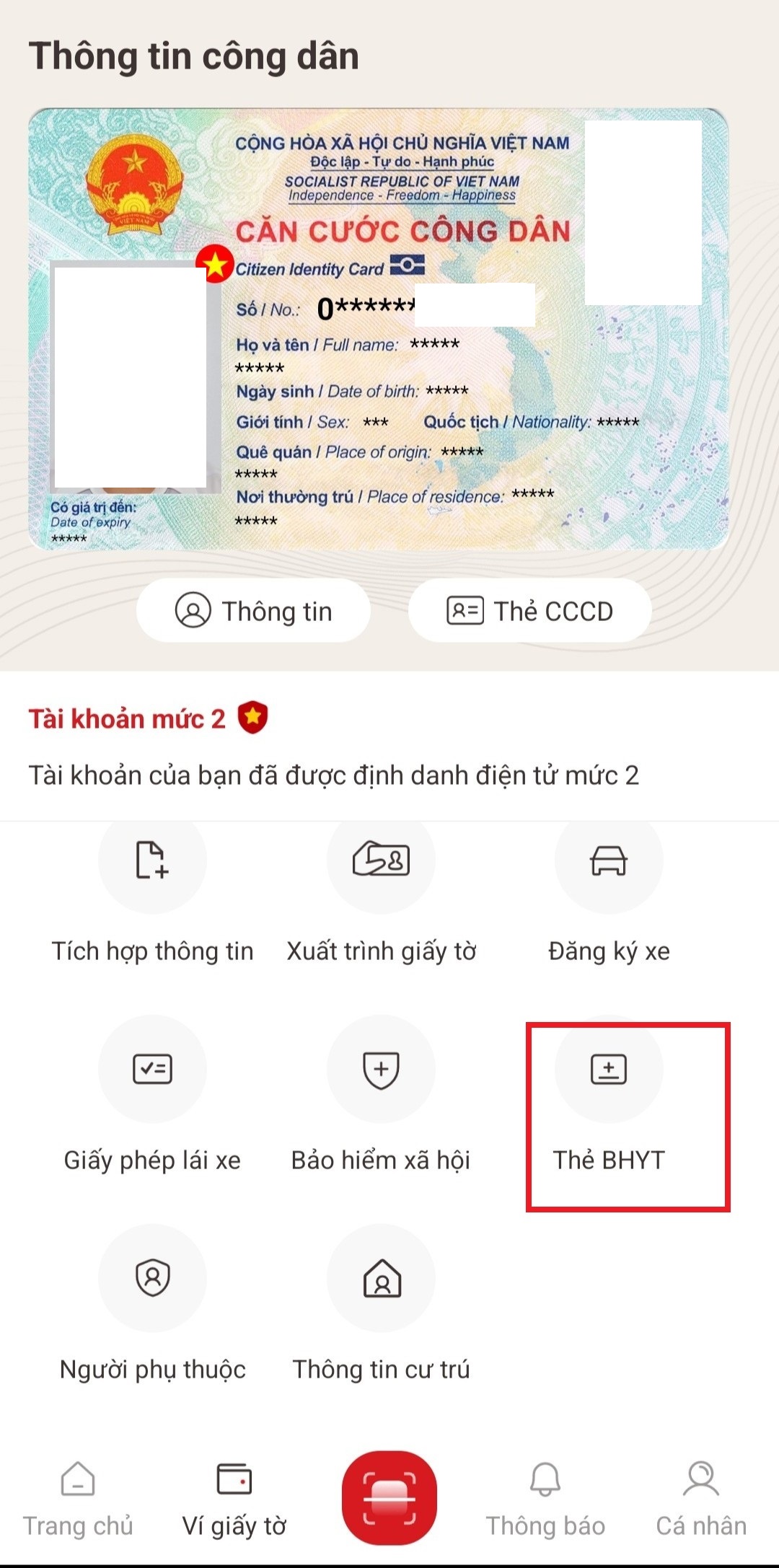 Hướng dẫn cập nhật thông tin BHYT trên VNeID